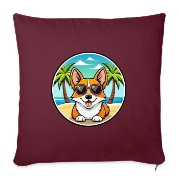 Corgi Hund Rasse Cartoon Sonnenbrille Strand - Sofakissenbezug 45 x 45 cm - Burgunderrot - Vorne