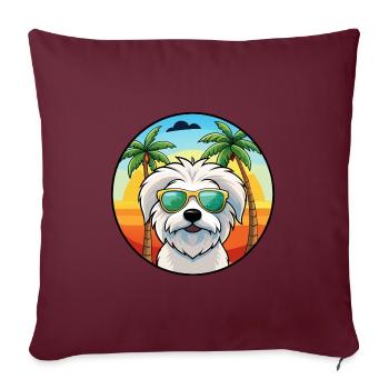 Coton De Tulear Hunderasse Cartoon Sonnenbrille Strand - Sofakissenbezug 45 x 45 cm - Burgunderrot - Vorne