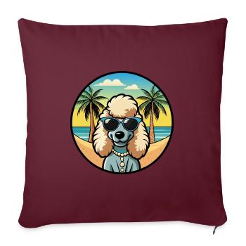 Corded Poodle Dog Breed Cartoon Sunglasses Beach - Sofa pillowcase 17,3'' x 17,3'' (45 x 45 cm) - burgundy - Front