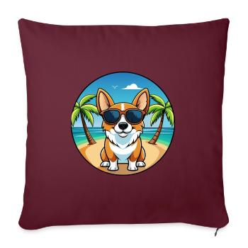 Strickjacke Welsh Corgi Hund Rasse Cartoon Sonnenbrille - Sofakissenbezug 45 x 45 cm - Burgunderrot - Vorne