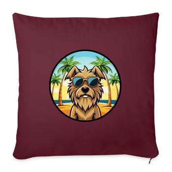 Briard Dog Breed Cartoon Sunglasses Beach - Sofa pillowcase 17,3'' x 17,3'' (45 x 45 cm) - burgundy - Front