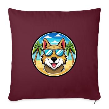 Aidi Hunderasse Cartoon Sonnenbrille Strand - Sofakissenbezug 45 x 45 cm - Burgunderrot - Vorne