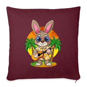 Lunettes de soleil de plage d’été de lapin drôle hawaïenne - Housse de coussin décorative 45 x 45 cm - bordeaux - Devant
