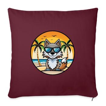 Wolf Lustige Cartoon Sommer Strand Sonnenbrille Aufkleber - Sofakissenbezug 45 x 45 cm - Burgunderrot - Vorne