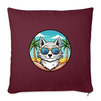 Lunettes de soleil de plage de race de chat angora turc - Housse de coussin décorative 45 x 45 cm - bordeaux - Devant