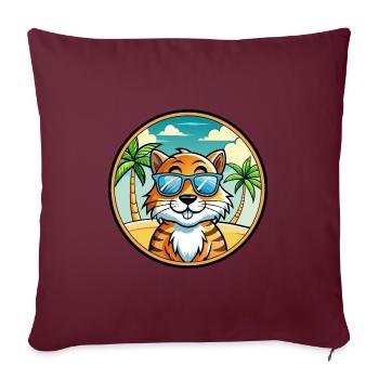 Tiger Cat Breed Cartoon Sunglasses Beach - Sofa pillowcase 17,3'' x 17,3'' (45 x 45 cm) - burgundy - Front