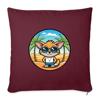 Pixie Bob Katzenrasse Cartoon Sonnenbrille Strand - Sofakissenbezug 45 x 45 cm - Burgunderrot - Vorne