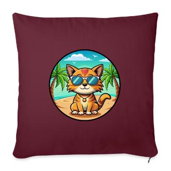 Munchkin Katzenrasse Cartoon Sonnenbrille Strand - Sofakissenbezug 45 x 45 cm - Burgunderrot - Vorne