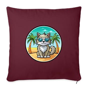 Laperm Cat Breed Cartoon Lunettes de soleil Beach - Housse de coussin décorative 45 x 45 cm - bordeaux - Devant