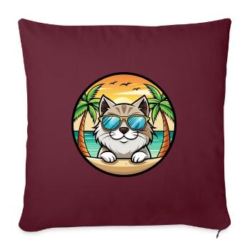 Himalaya-Katzenrasse Cartoon-Sonnenbrille Strand - Sofakissenbezug 45 x 45 cm - Burgunderrot - Vorne