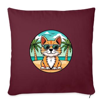Lunettes de soleil de dessin animé de race de chat à poil long allemand plage - Housse de coussin décorative 45 x 45 cm - bordeaux - Devant