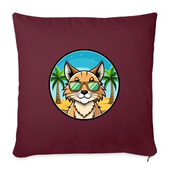 Eurasischer Luchs Katzenrasse Cartoon Sonnenbrille Strand - Sofakissenbezug 45 x 45 cm - Burgunderrot - Vorne