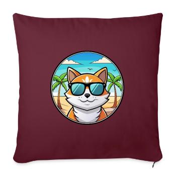 Lunettes de soleil de dessin animé de race de chat calicot dilué plage - Housse de coussin décorative 45 x 45 cm - bordeaux - Devant