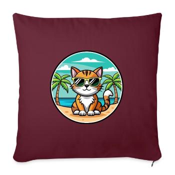 American Bobtail Cat Breed Cartoon Sunglass Beach - Sofa pillowcase 17,3'' x 17,3'' (45 x 45 cm) - burgundy - Front
