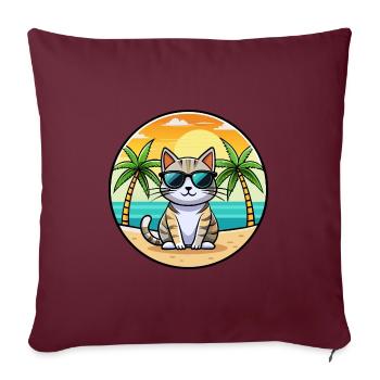 Amerikanische Kurzhaarkatze Rasse Cartoon Sonnenbrille - Sofakissenbezug 45 x 45 cm - Burgunderrot - Vorne