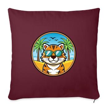 Tiger Cat Breed Cartoon Sunglasses Beach - Sofa pillowcase 17,3'' x 17,3'' (45 x 45 cm) - burgundy - Front