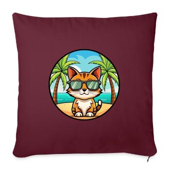 Somali Kurzhaar Katze Rasse Cartoon Sonnenbrille Strand - Sofakissenbezug 45 x 45 cm - Burgunderrot - Vorne