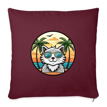 Selkirk Rex Cat Breed Cartoon Lunettes de soleil Beach - Housse de coussin décorative 45 x 45 cm - bordeaux - Devant
