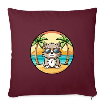 Laperm Cat Breed Cartoon Lunettes de soleil Beach - Housse de coussin décorative 45 x 45 cm - bordeaux - Devant