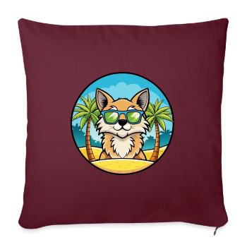 Lunettes de soleil de dessin animé de race de chat à poil long allemand plage - Housse de coussin décorative 45 x 45 cm - bordeaux - Devant