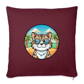 Lunettes de soleil de dessin animé de race de chat calicot dilué plage - Housse de coussin décorative 45 x 45 cm - bordeaux - Devant