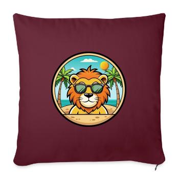 Lion Funny Cartoon Summer Beach Sunglasses Sticker - Sofa pillowcase 17,3'' x 17,3'' (45 x 45 cm) - burgundy - Front