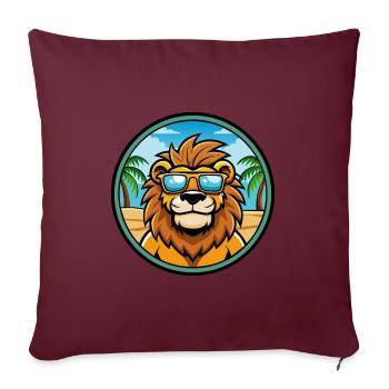 Lion Funny Cartoon Summer Beach Sunglasses Sticker - Sofa pillowcase 17,3'' x 17,3'' (45 x 45 cm) - burgundy - Front