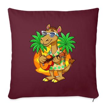 Drôle Camel Dessin animé Plage d’été Lunettes de soleil Guitare - Housse de coussin décorative 45 x 45 cm - bordeaux - Devant