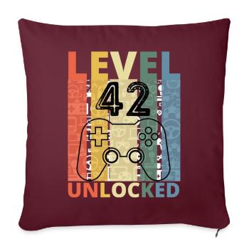 Level 42 Freigeschaltet Lustiger Gamer Geburtstag Zweiundvierzig - Sofakissenbezug 45 x 45 cm - Burgunderrot - Vorne