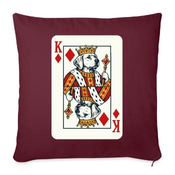 Karo König – Labrador als Spielkartenkönig - Sofakissenbezug 45 x 45 cm - Burgunderrot - Vorne