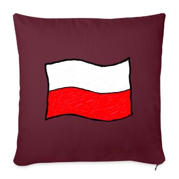 Handgezeichnete polnische Flagge - Sofakissenbezug 45 x 45 cm - Burgunderrot - Vorne