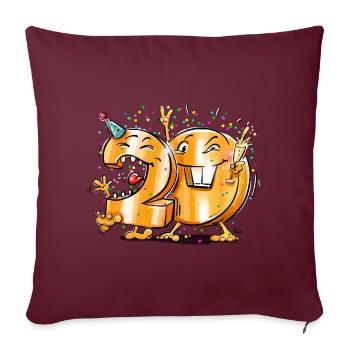 20. Geburtstag - Sofakissenbezug 45 x 45 cm - Burgunderrot - Vorne