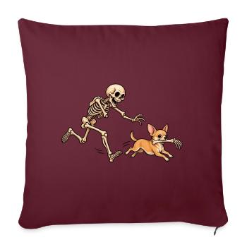 Skelettjagende Chihuahua – Halloween Chi Dad - Sofakissenbezug 45 x 45 cm - Burgunderrot - Vorne