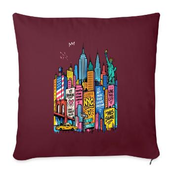 NYC Graffiti-Wolkenkratzer - Sofakissenbezug 45 x 45 cm - Burgunderrot - Vorne