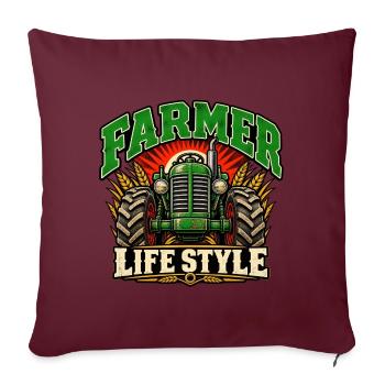 Farmer Life Style Traktor-Grafik - Sofakissenbezug 45 x 45 cm - Burgunderrot - Vorne