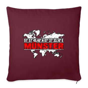 Münster Koordinaten Weltkarte Rot - Sofakissenbezug 45 x 45 cm - Burgunderrot - Vorne