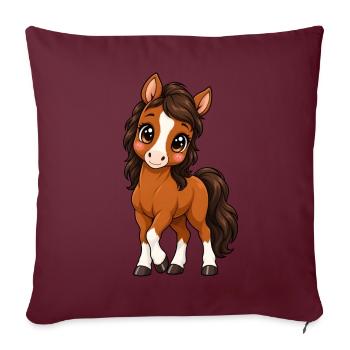 Kawaii Hannoveraner – Süßes Sportpferd - Sofakissenbezug 45 x 45 cm - Burgunderrot - Vorne