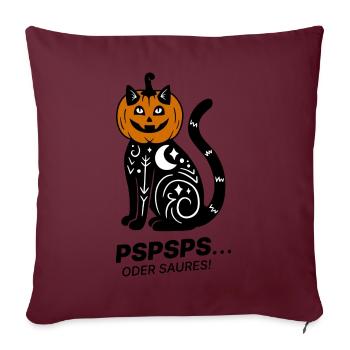 Pspsps oder Saures – Schwarze Katze Halloween - Sofakissenbezug 45 x 45 cm - Burgunderrot - Vorne