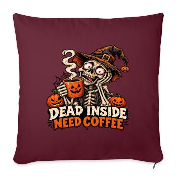 Das Skelett braucht Kaffee - Sofakissenbezug 45 x 45 cm - Burgunderrot - Vorne