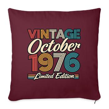 Vintage Oktober 1976 Limited Edition 50. Geburtstag - Sofakissenbezug 45 x 45 cm - Burgunderrot - Vorne