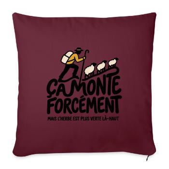 Es geht unvermeidlich nach oben – Humor Transhumanz Montagne - Sofakissenbezug 45 x 45 cm - Burgunderrot - Vorne
