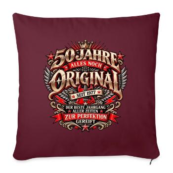 50 Jahre – Jahrgang 1977 Vintage Design - Sofakissenbezug 45 x 45 cm - Burgunderrot - Vorne