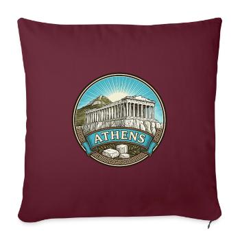 Athen Griechenland Reiseabzeichen Parthenon Souvenir - Sofakissenbezug 45 x 45 cm - Burgunderrot - Vorne