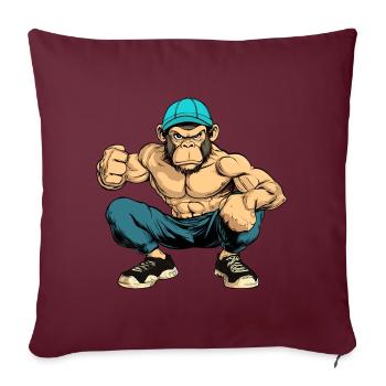 Fitness Affen - Sofakissenbezug 45 x 45 cm - Burgunderrot - Vorne