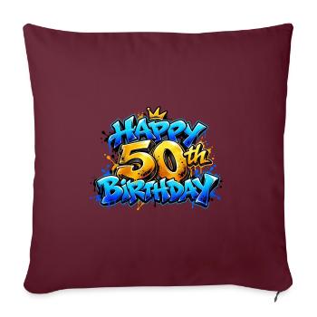 Herzlichen Glückwunsch zum 50. Geburtstag Blue Graffiti: Epic Legend! - Sofakissenbezug 45 x 45 cm - Burgunderrot - Vorne
