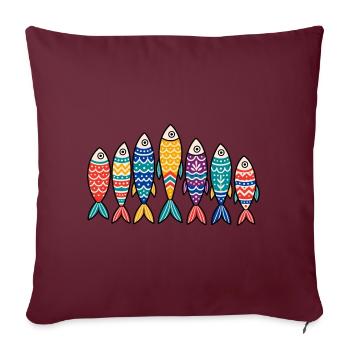 Bunte Volkskunst Fischschule Marine Ozean Tee - Sofakissenbezug 45 x 45 cm - Burgunderrot - Vorne