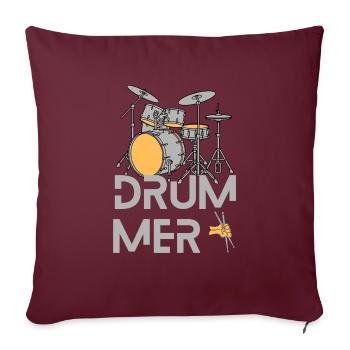 Drummer Schlagzeug Drumset Musikliebhaber Design - Sofakissenbezug 45 x 45 cm - Burgunderrot - Vorne