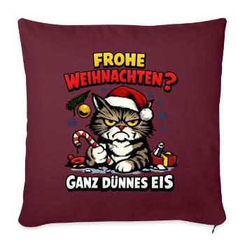 Frohe Weihnachten Ganz Dünnes Eis Weihnachtsoutfit - Sofakissenbezug 45 x 45 cm - Burgunderrot - Vorne