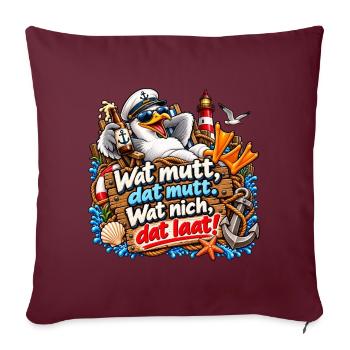 Wat mutt, datt mutt Nautik Clipart - Sofakissenbezug 45 x 45 cm - Burgunderrot - Vorne
