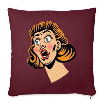 Frau im Schockzustand - Sofakissenbezug 45 x 45 cm - Burgunderrot - Vorne